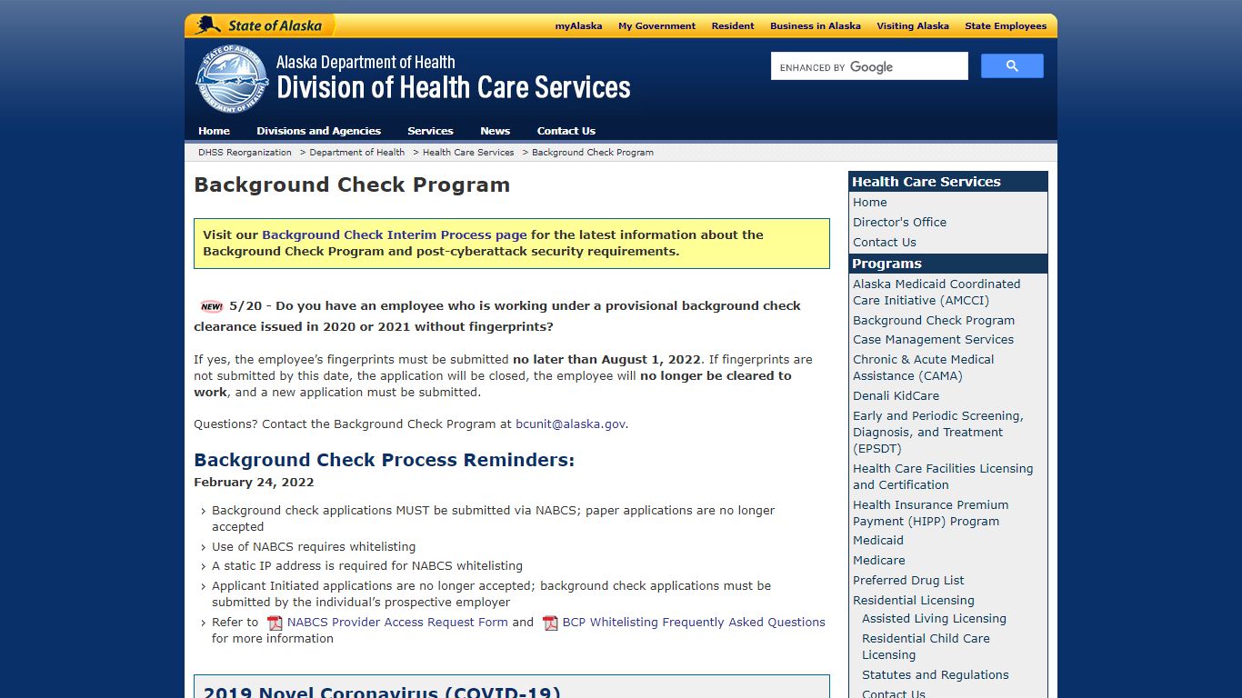 Background Check Program